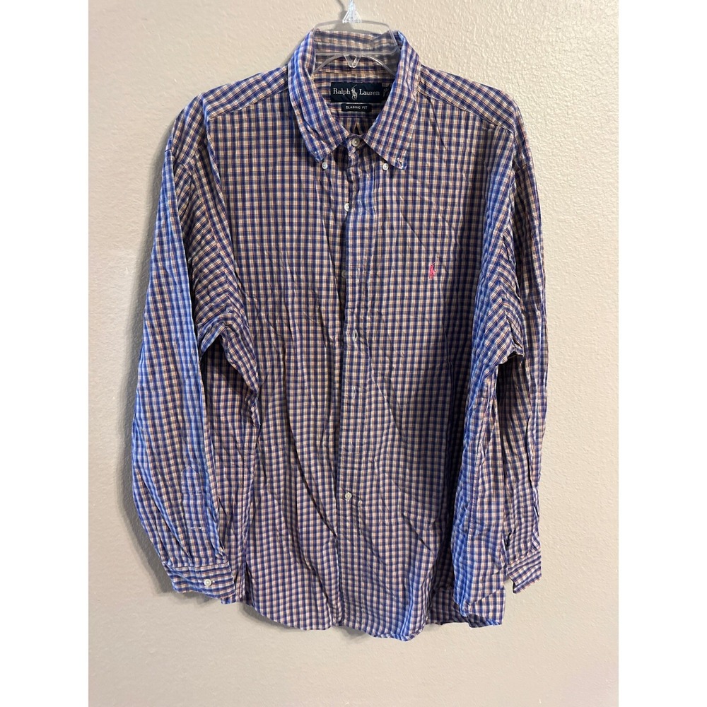 Ralph Lauren Classic Fit Plaid Button Down Long Sleeve Shirt XL